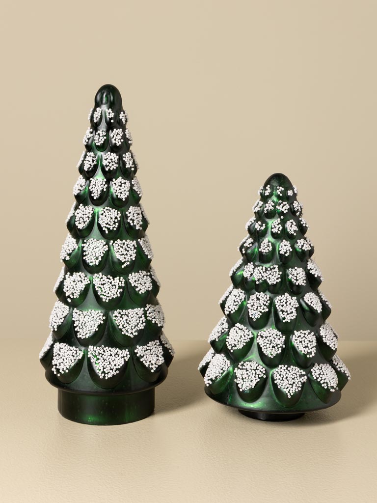Grand sapin en verre vert et perles blanches - 3