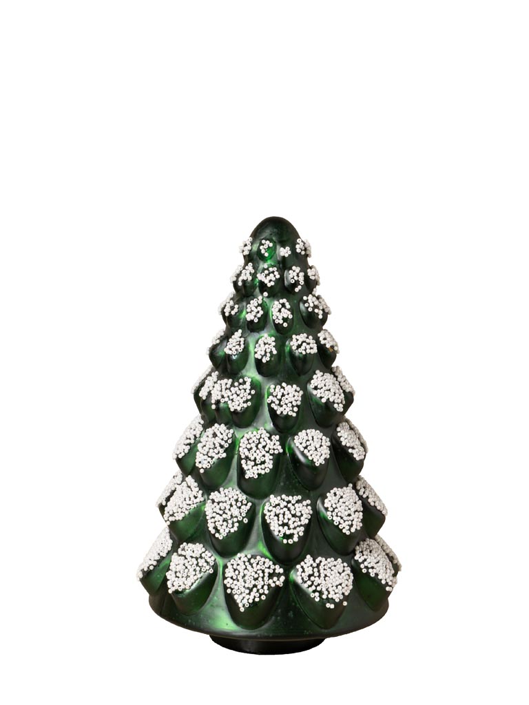 Sapin en verre vert et perles blanches - 2