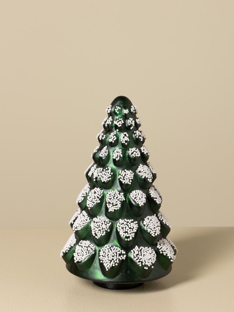 Sapin en verre vert et perles blanches - 1