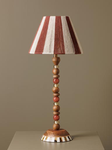 Lampe perles de verre et bois Morena