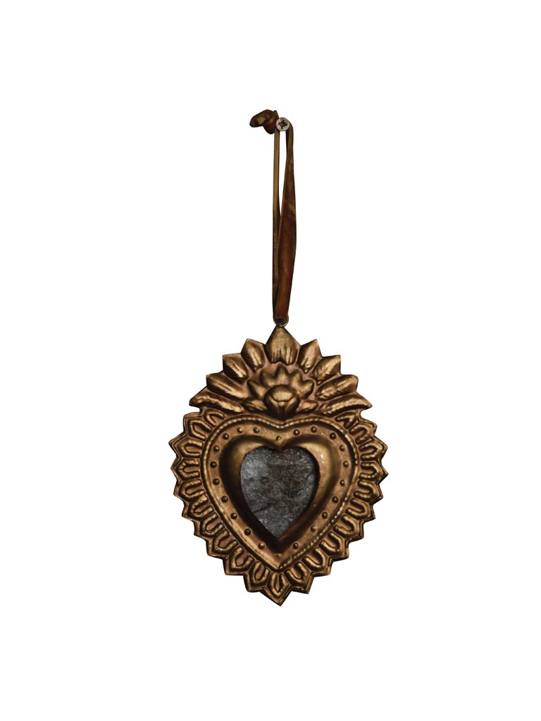 Hanging Ex-voto heart with mirror - 2