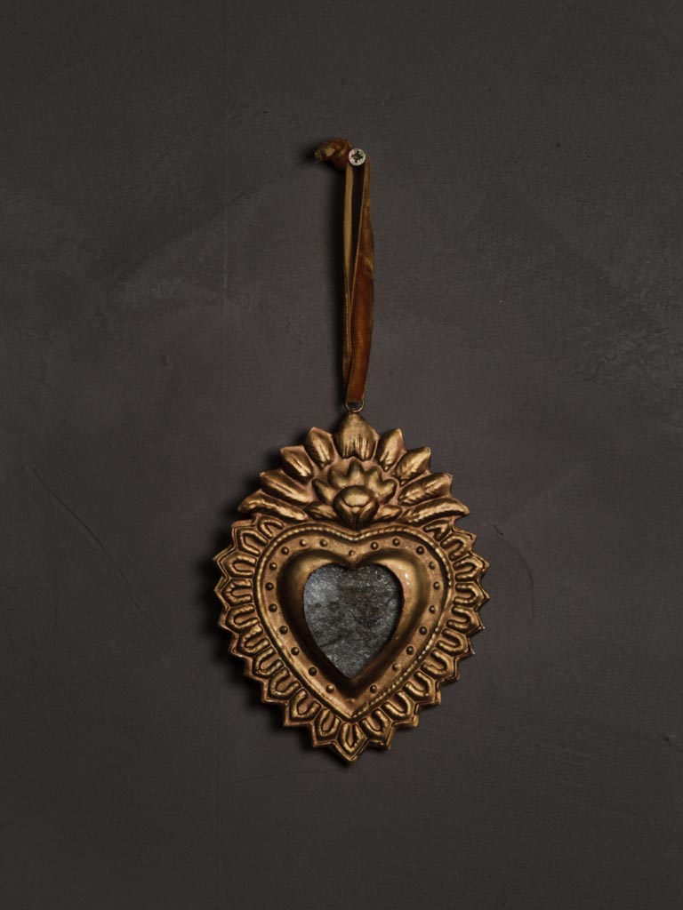 Hanging ex-voto heart with mirror - 1