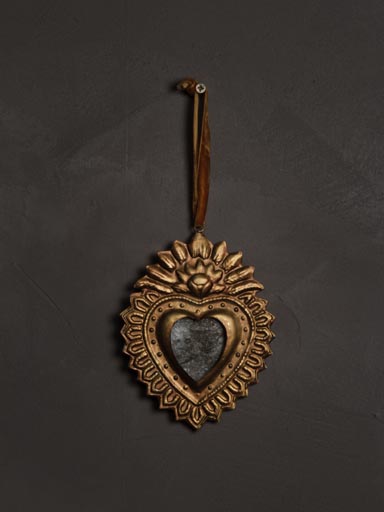 Hanging ex-voto heart with mirror