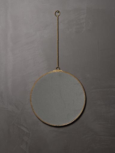 Hanging round mirror scalloped edges