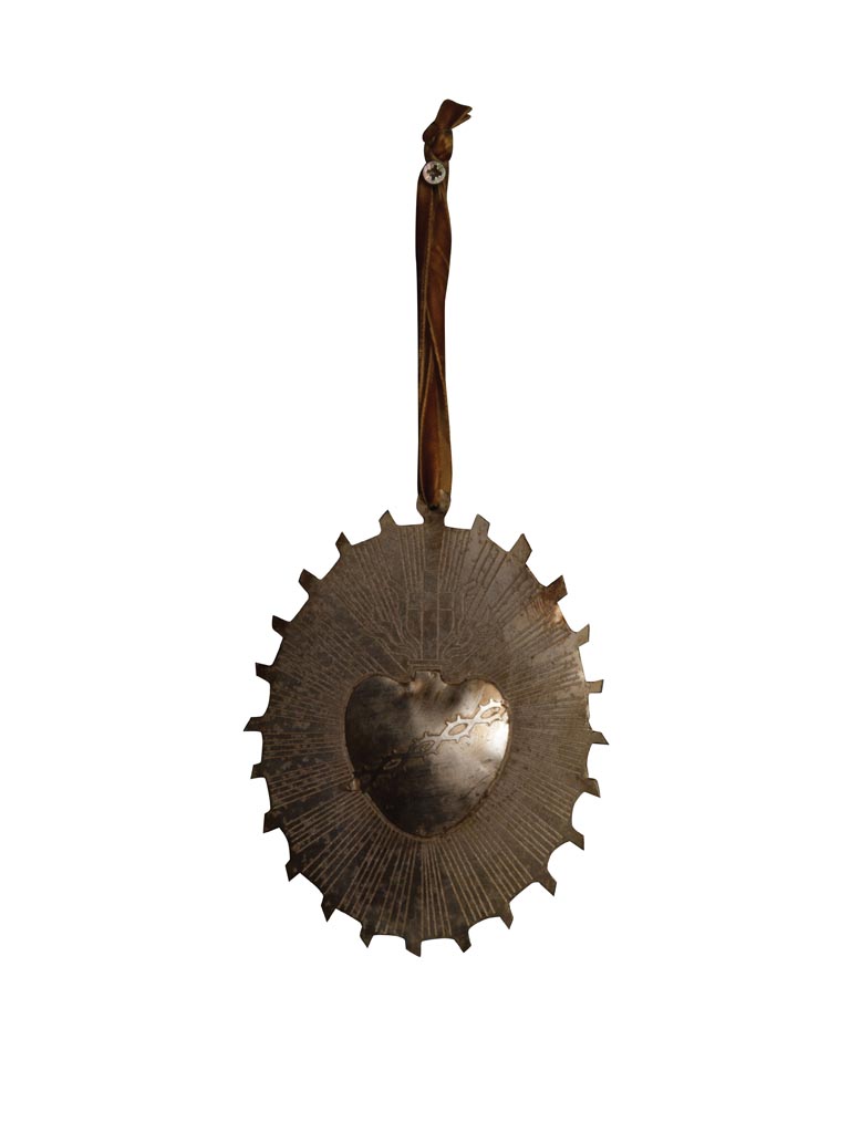 Hanging ex-voto heart verdigris - 2