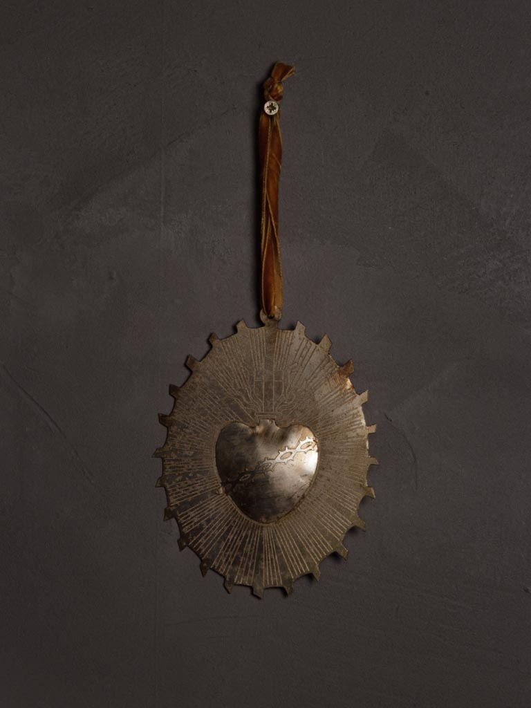 Hanging ex-voto heart verdigris - 1