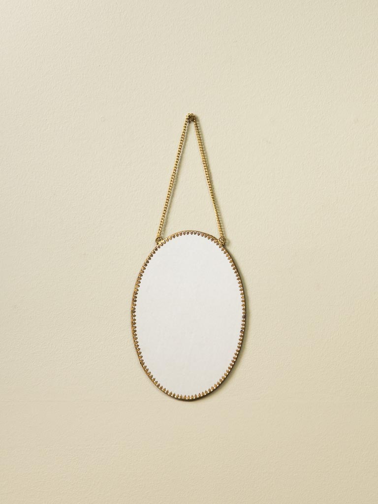 Hanging oval mirror scalloped edges - 1