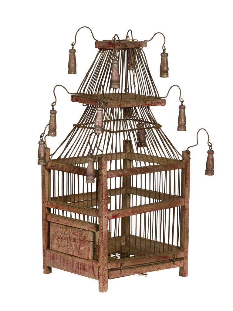 Decorative birdcage with wooden bead decor - 2