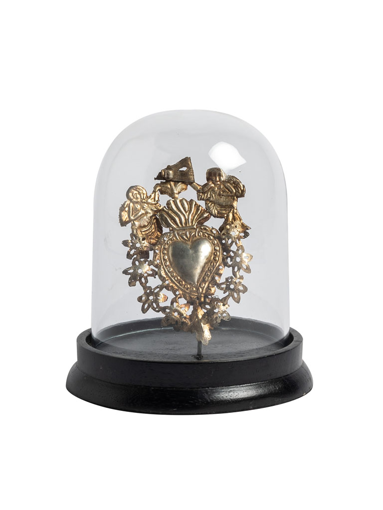 Glass dome with ex-voto hearts - 2