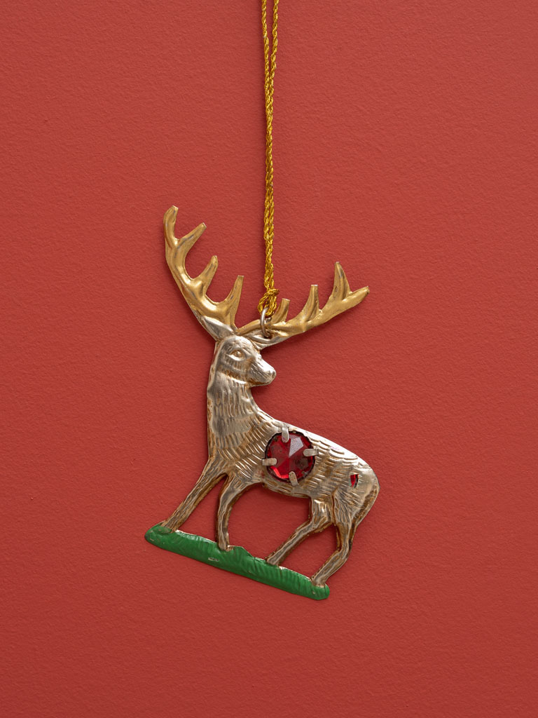 Suspension cerf diamant rouge - 1