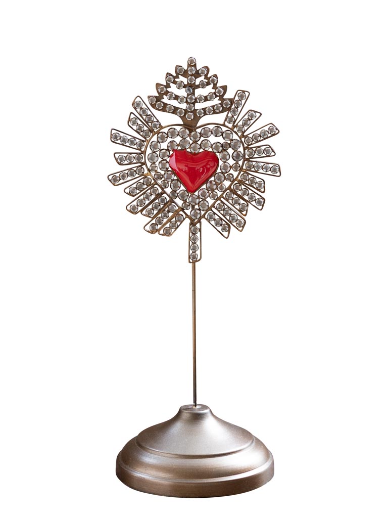 Ex-voto heart on stand with diamonds - 2