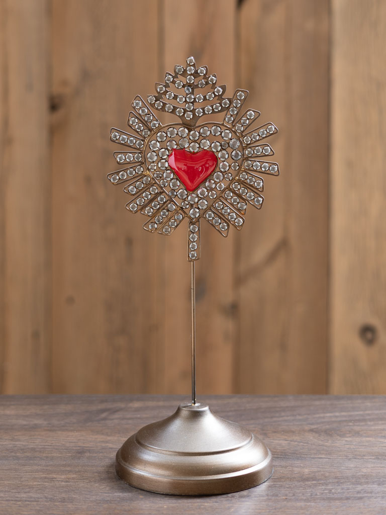 Ex-voto heart on stand with diamonds - 1