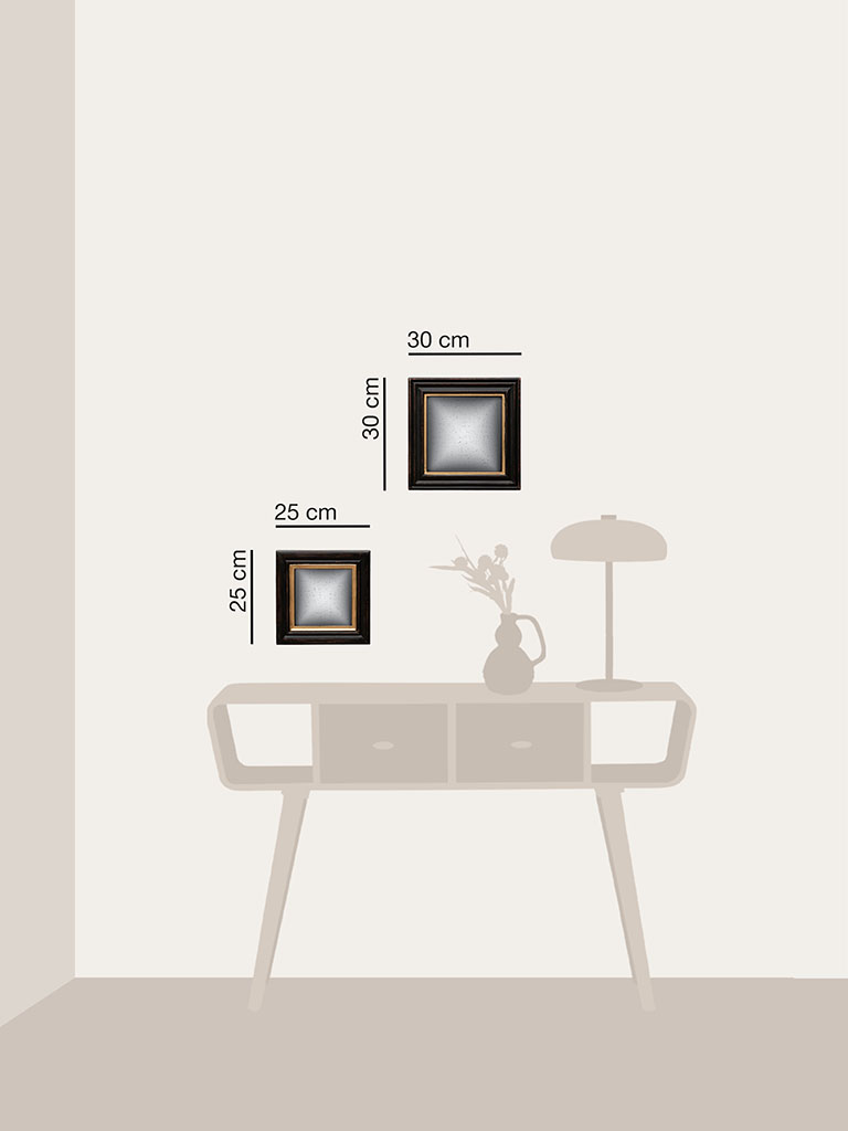 S/2 square convex mirrors antique finish - 9