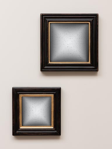 S/2 square convex mirrors antique finish