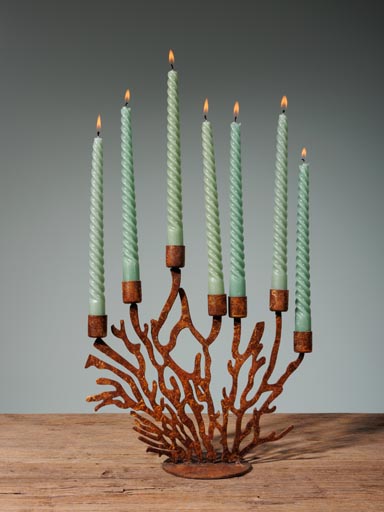 Candelarum 7 candles rusty coral