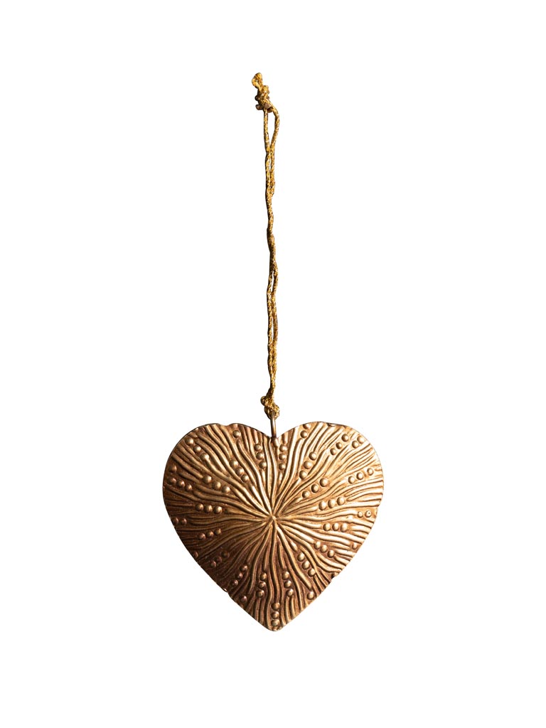 Small hanging golden heart hammered - 2
