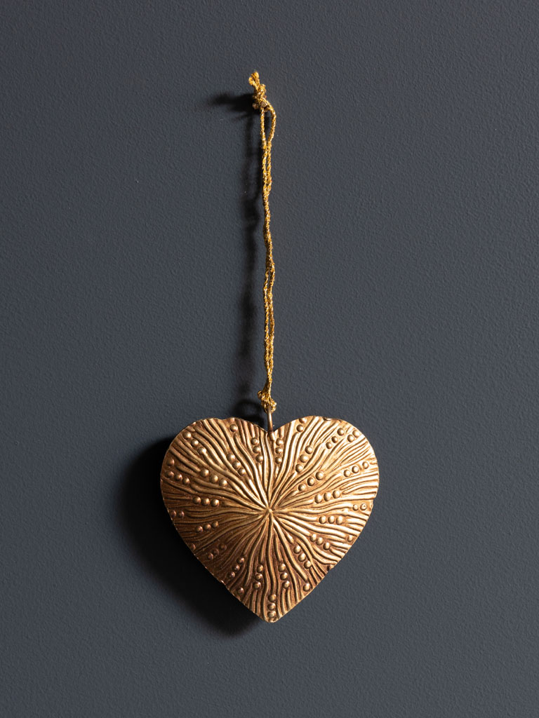 Small hanging golden heart hammered - 1