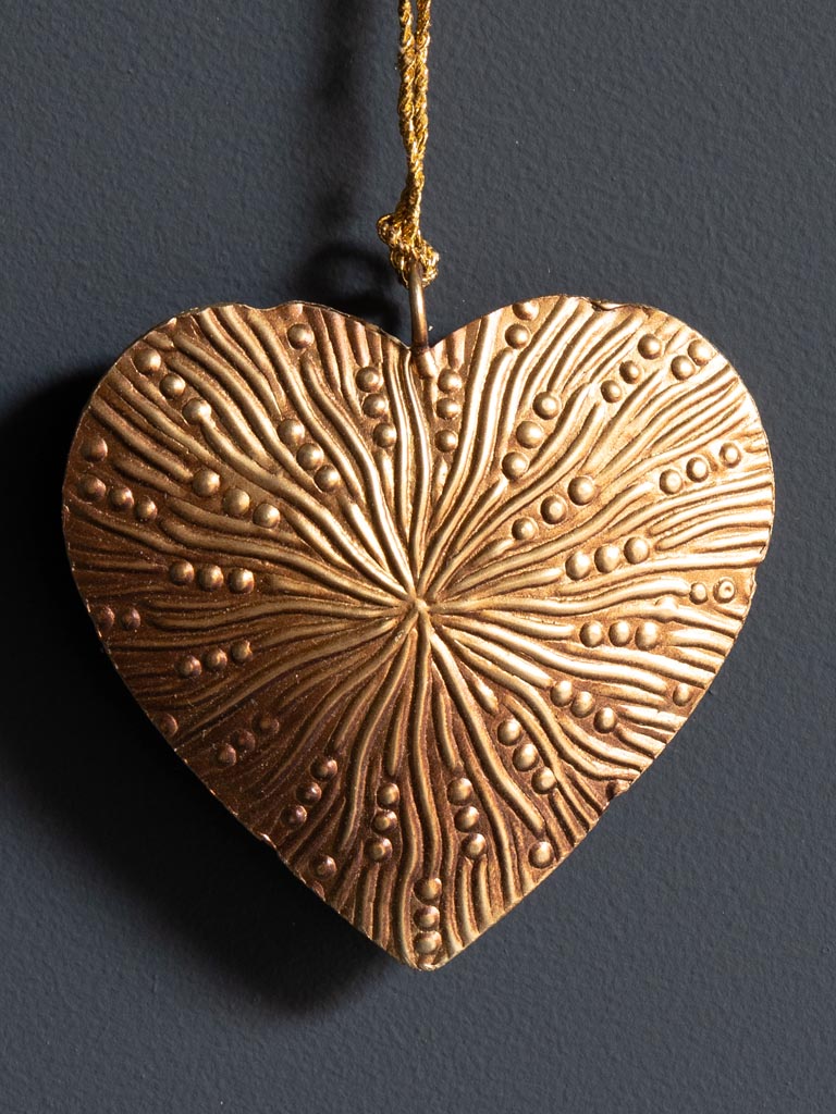 Small hanging golden heart hammered - 3