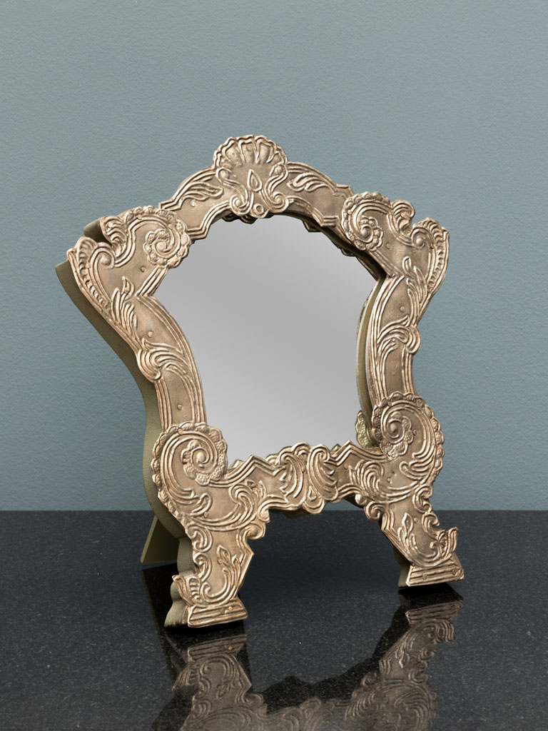 Hammered metal table mirror - 1