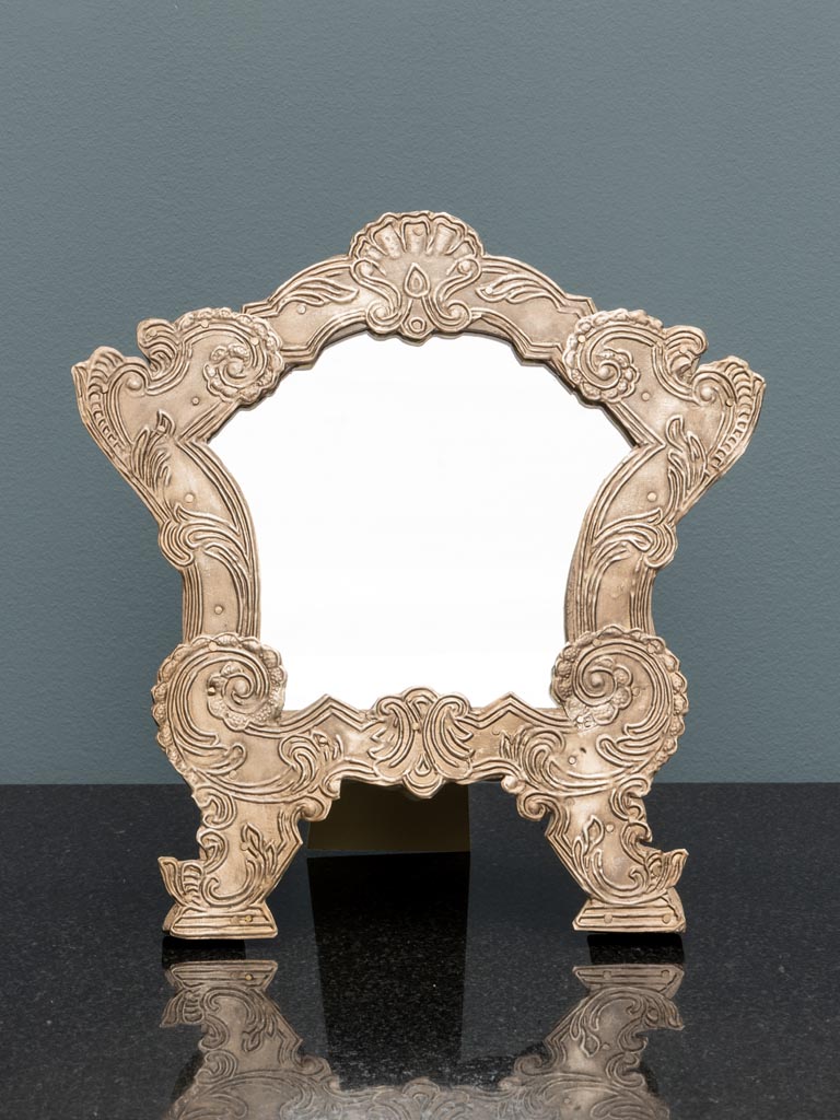 Hammered metal table mirror - 3