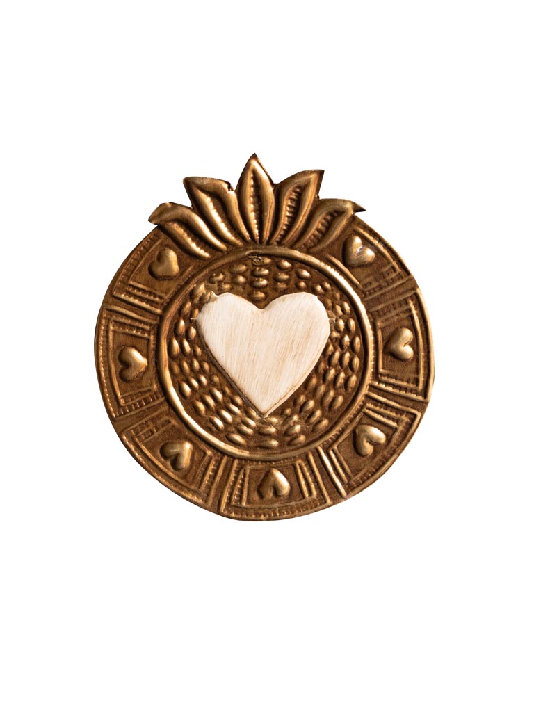 Hanging beige heart Ex-voto coin - 2