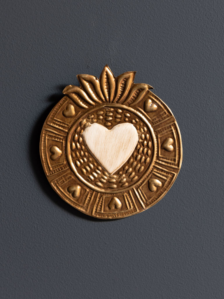 Hanging beige heart Ex-voto coin - 1