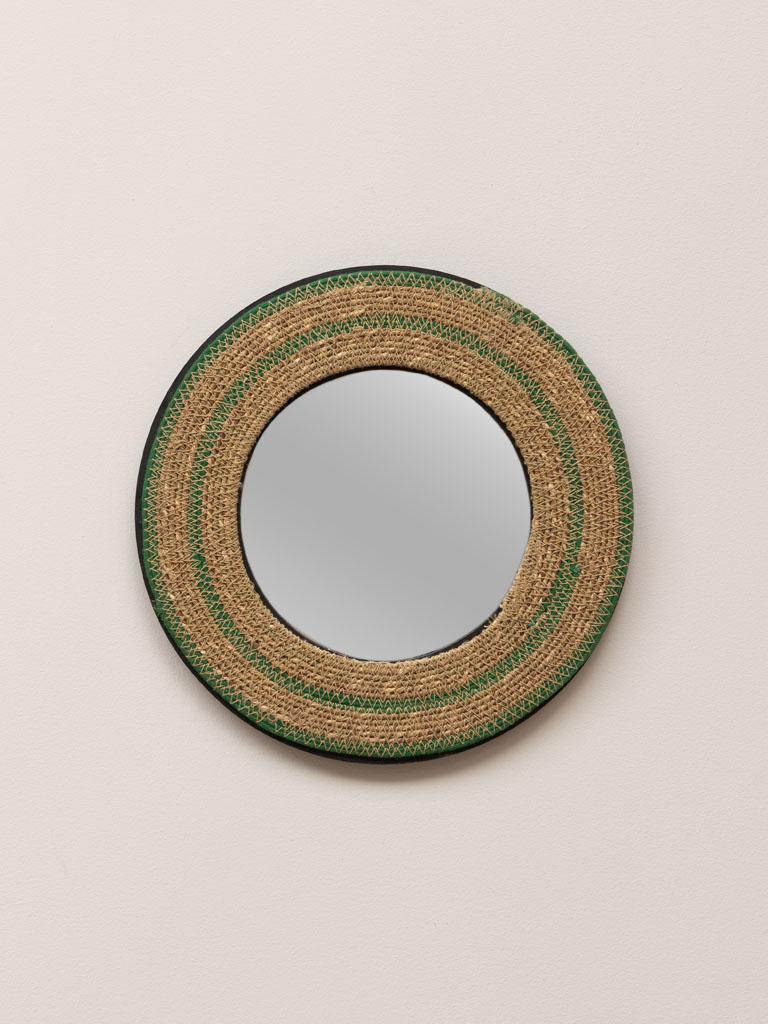 Mirror in jute with green lines - 1