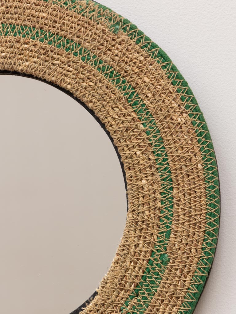 Mirror in jute with green lines - 4