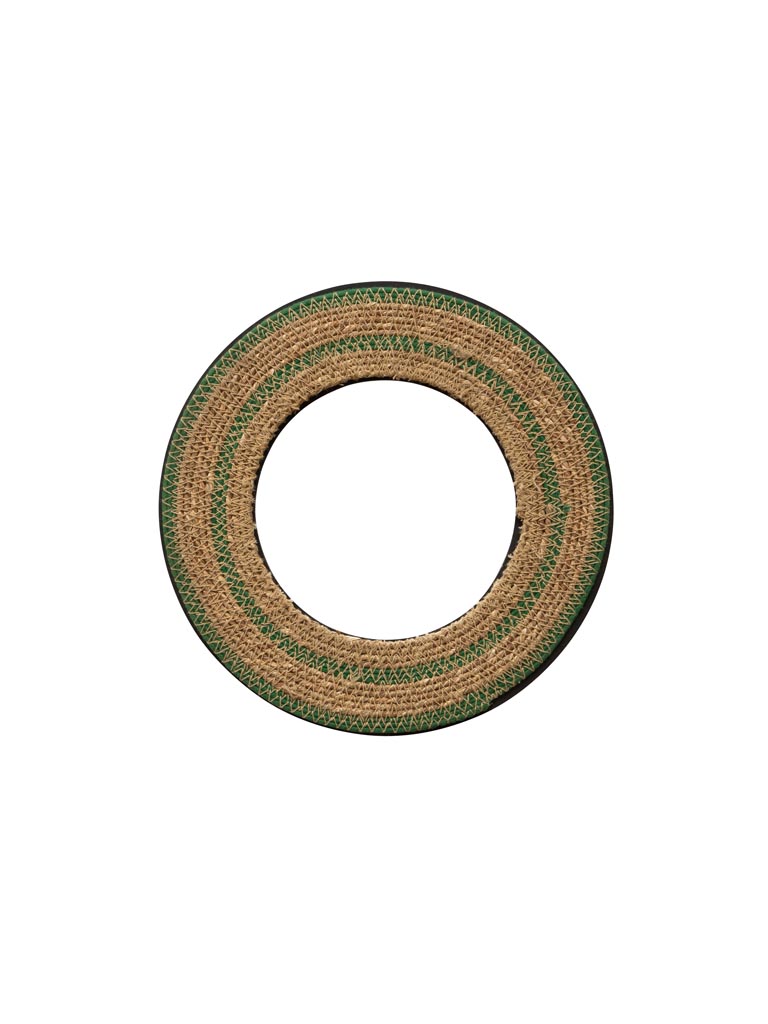Small mirror in jute with green lines - 2