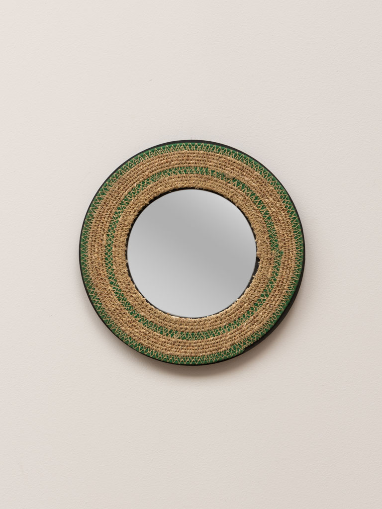 Petit miroir jute lignes vertes - 1