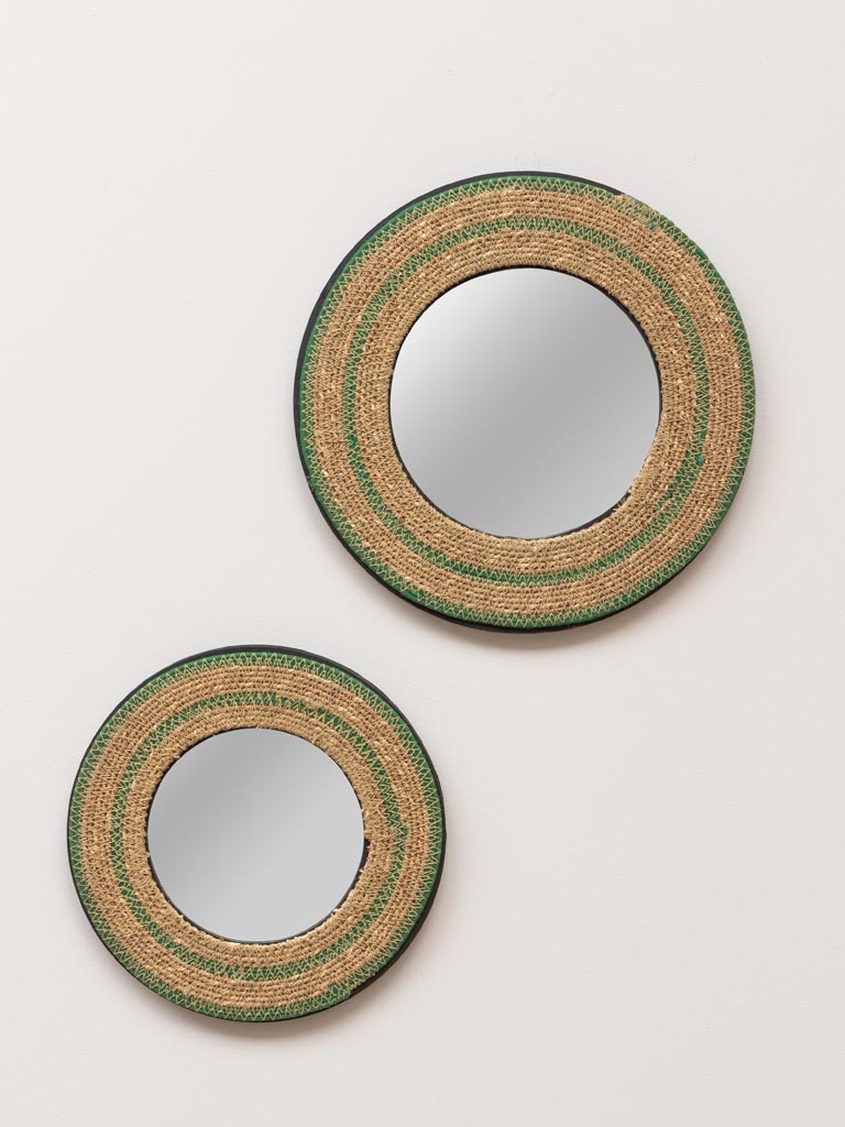 Small mirror in jute with green lines - 3