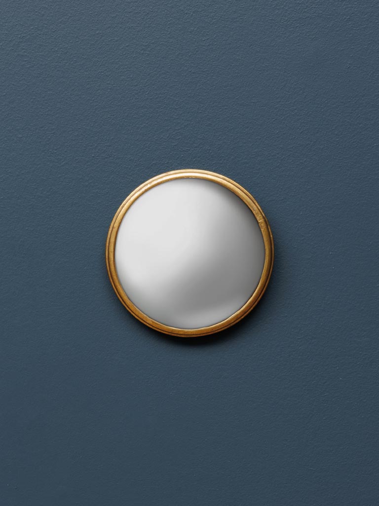 Mini miroir convexe moucheté  bord fer doré - 1