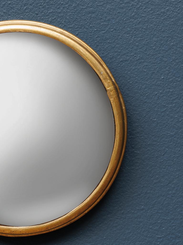 Mini miroir convexe moucheté  bord fer doré - 3
