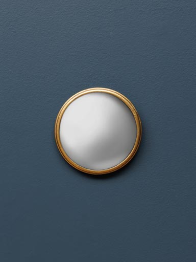 Tiny antique convex mirror with golden iron edge