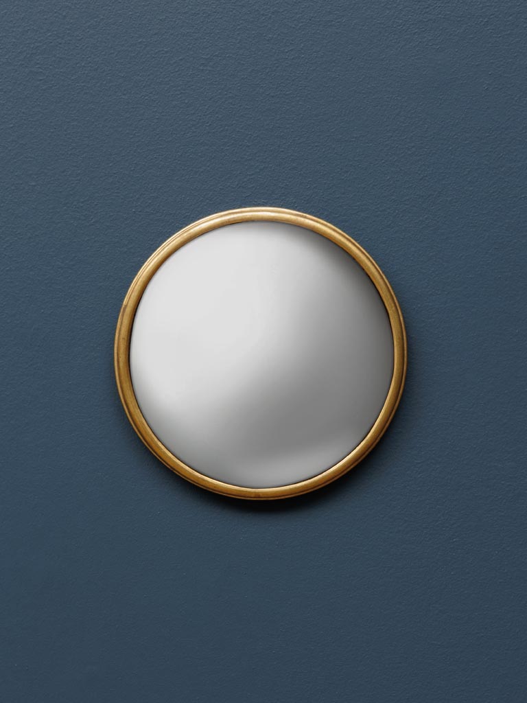 Petit miroir convexe moucheté bord fer doré - 1