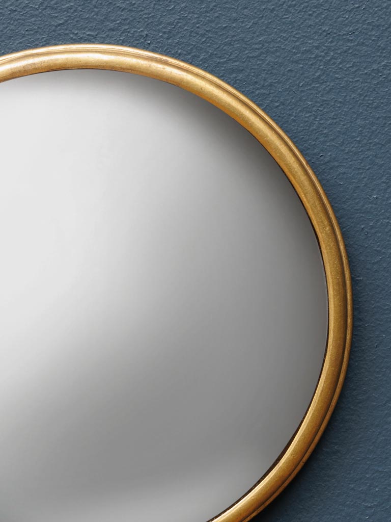 Petit miroir convexe moucheté bord fer doré - 3
