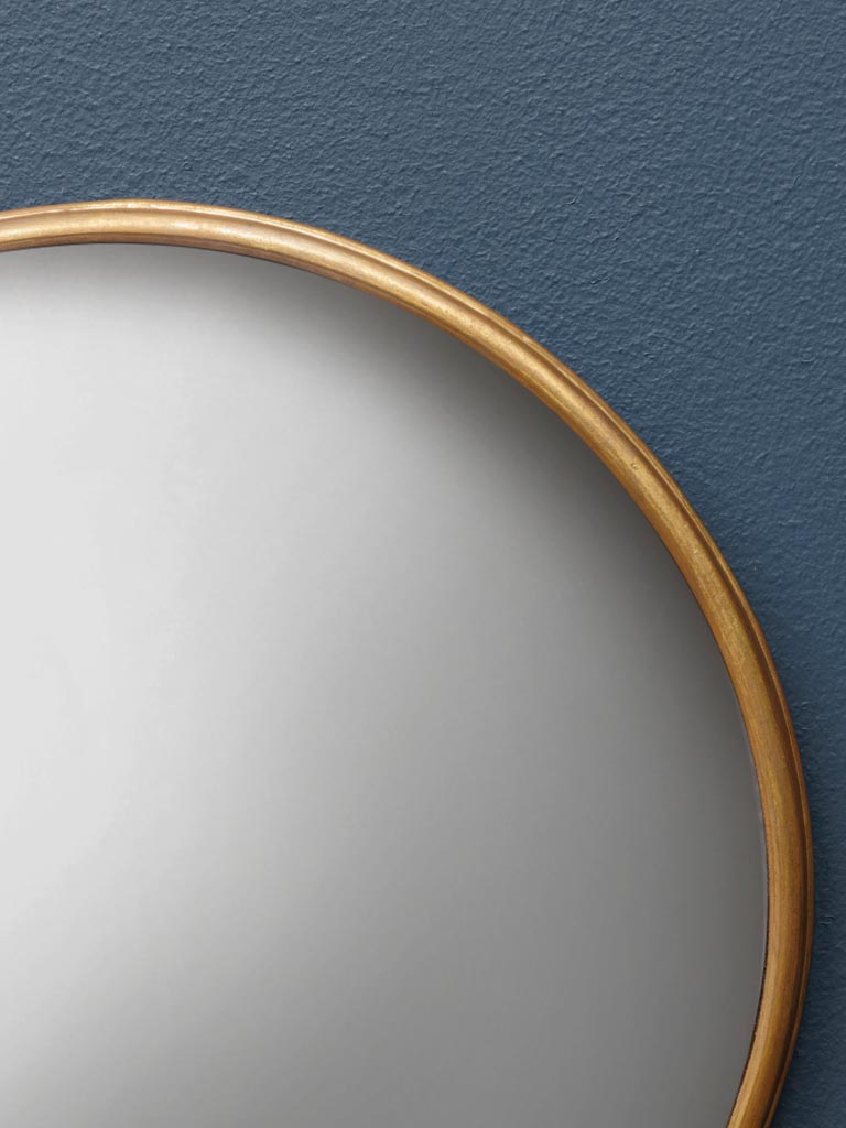 Miroir convexe moucheté bord fer doré - 3