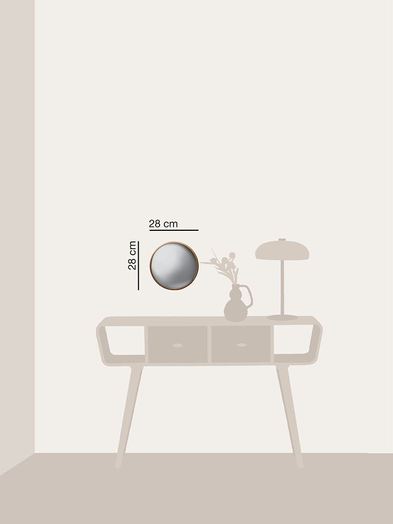 Miroir convexe moucheté bord fer doré - 4