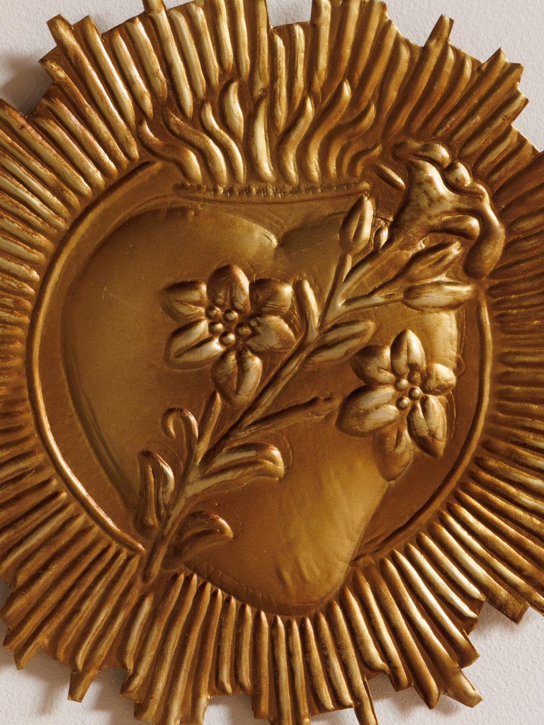 Ex-voto with flowers antique gold - 3