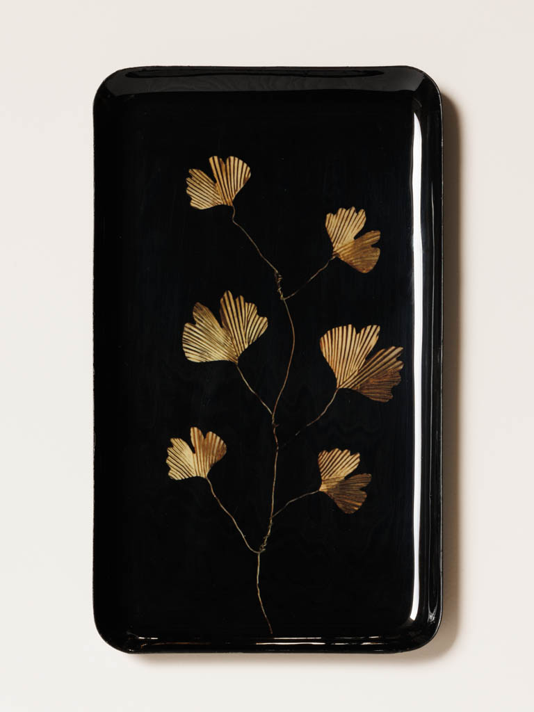 Trinket tray black and gold Ginkgo - 1