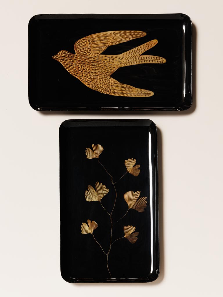 Trinket tray black and gold Ginkgo - 4