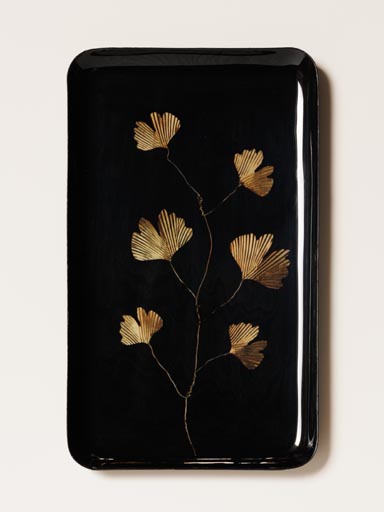 Trinket tray black and gold Ginkgo