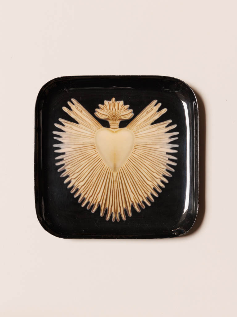 Trinket tray golden Ex-voto with flame - 1