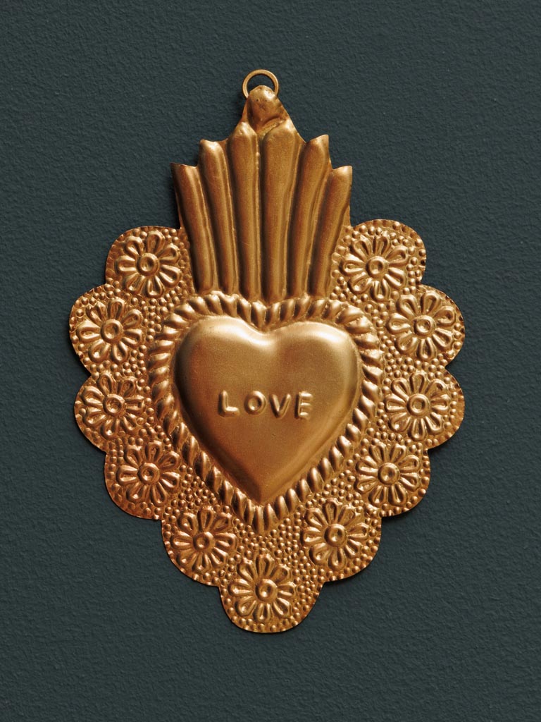 Hanging Ex-voto flowery heart - 1