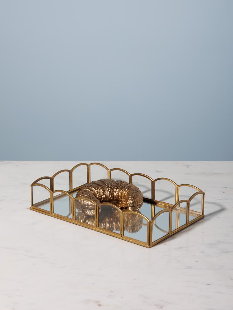 Small mirror trinket tray with golden archs - 3
