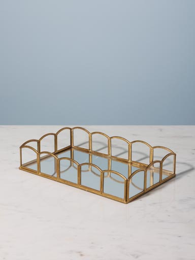 Vide poche plateau miroir et arcs dorés