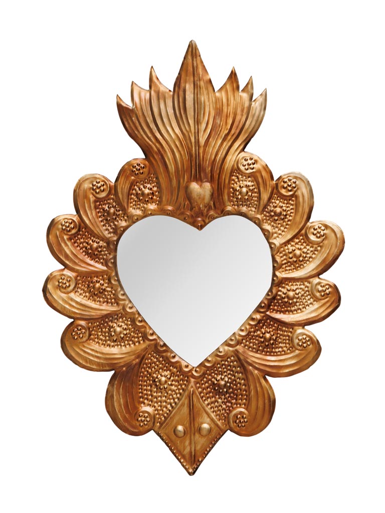 Mirror with Ex-voto heart flames - 2