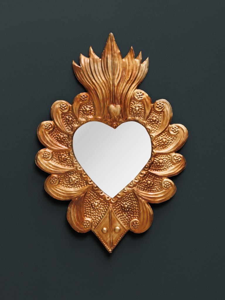 Mirror with Ex-voto heart flames - 1