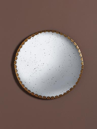 Adorned antique convex mirror