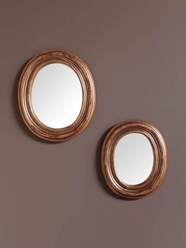 S/2 oval mirrors reddish antique gold